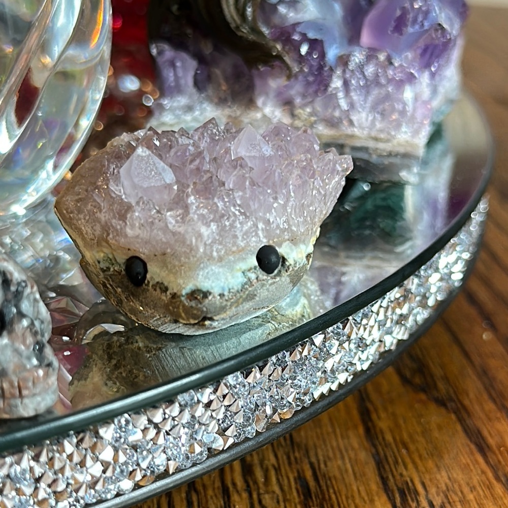 Amethyst Crystal Smiling Happy Hedgehog
